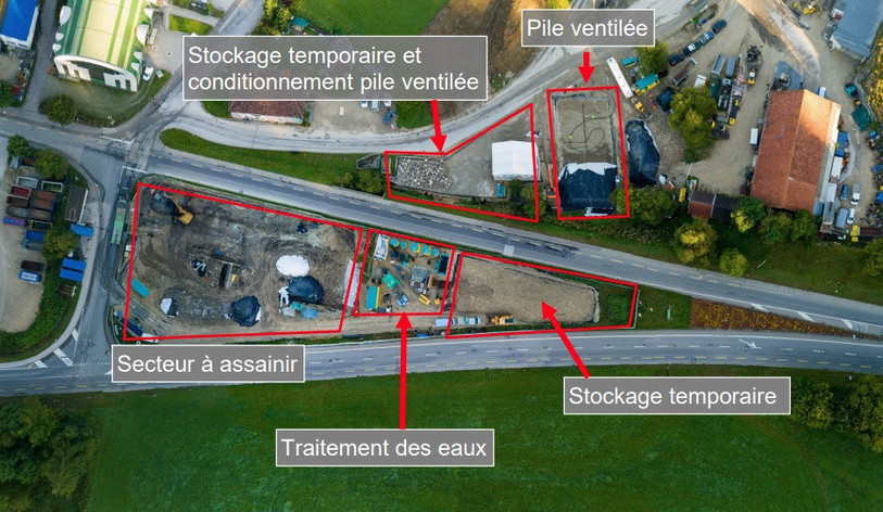 Le plan des travaux d’assainissement sur le site de La Chaux-de-Fonds. (Photo : Canton de Neuchâtel)