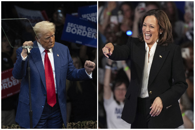 Une victoire de Donald Trump ou de Kamala Harris aurait des conséquences bien différentes sur la Suisse. (Photo : KEYSTONE / AP / Rodrigo Abd / David Yeazell).