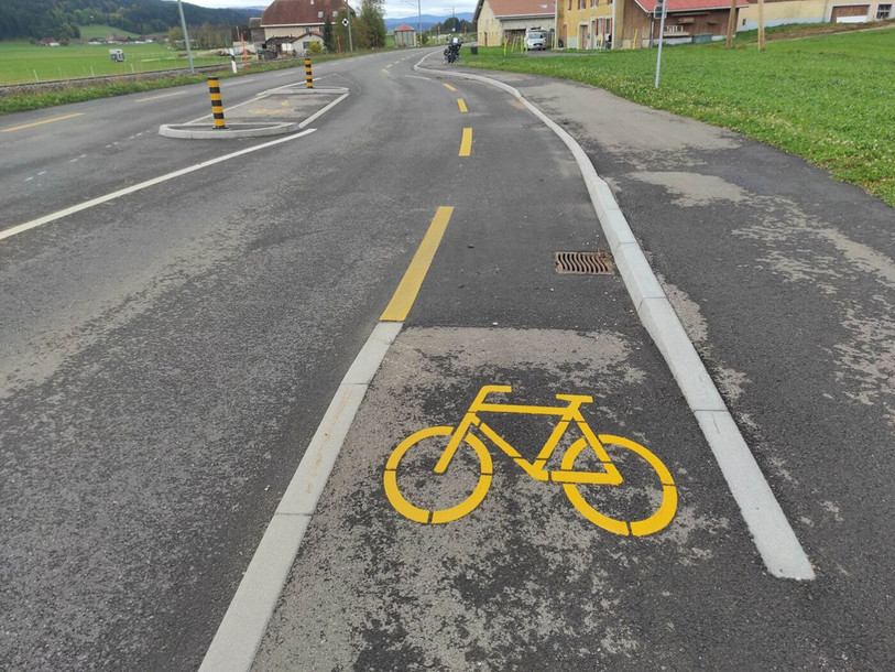 Les travaux sur la route cantonale entre Les Ponts-de-Martel et La Sagne comprennent des aménagements pour la mobilité douce. (Photo : Canton de Neuchâtel).