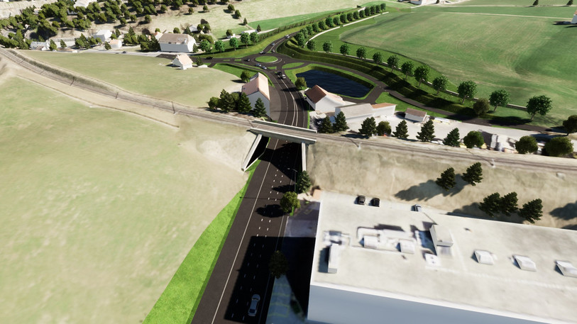 Le nouveau pont des Petites Crosettes permettra à la route en dessous de comprendre deux voies de circulation, une bande cyclable et un trottoir. (Crédit photo : SITN​ / Yves André)
