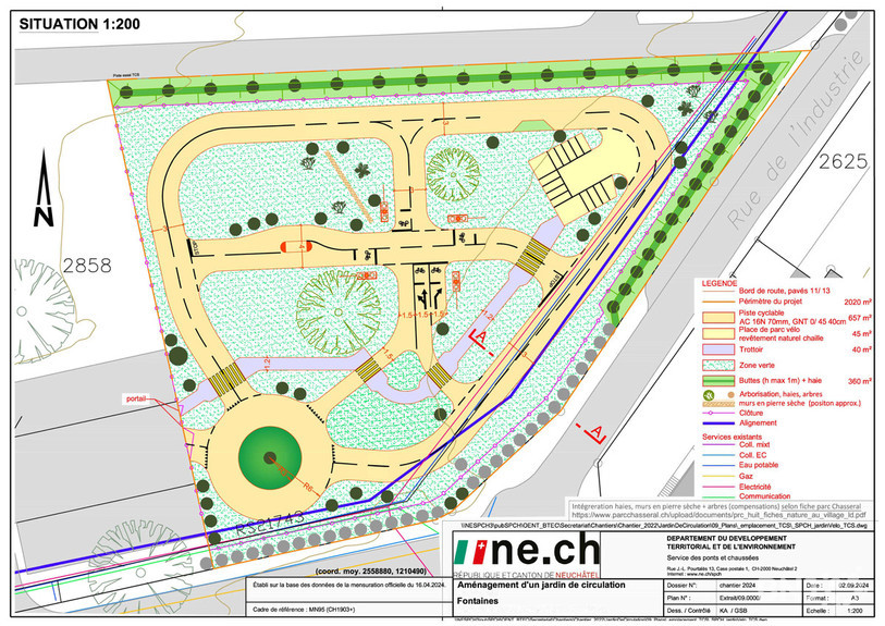 Les plan du futur jardin de la circulation de Fontaines. (Photo : NE.ch)