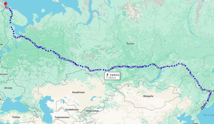 S’il vous venait à l’idée de faire ce chemin à pied vous pourriez passer par un seul pays.
