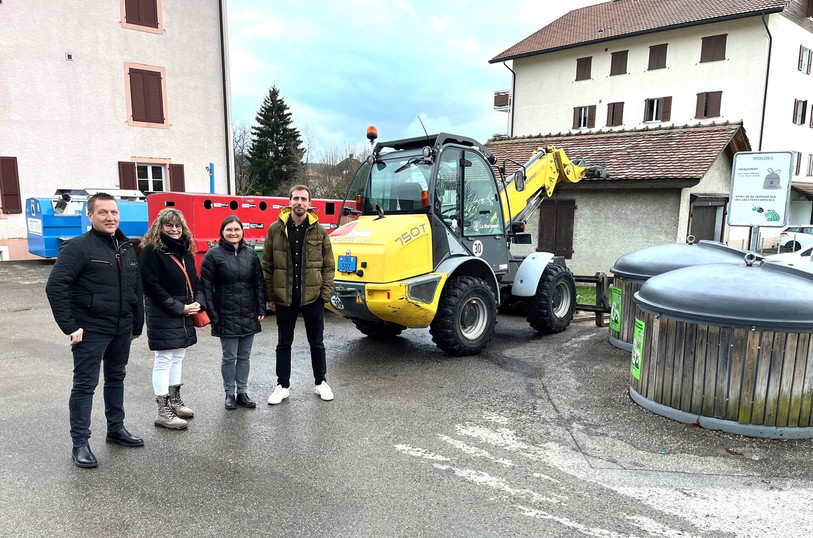 Les porteurs du projet de déchèterie mobile (de gauche à droite): Alain Léchenne (St-Brais), Florence Girard (Le Noirmont), Christine Sautenet (entreprise Vadec) et Marc Jobin (Saignelégier).