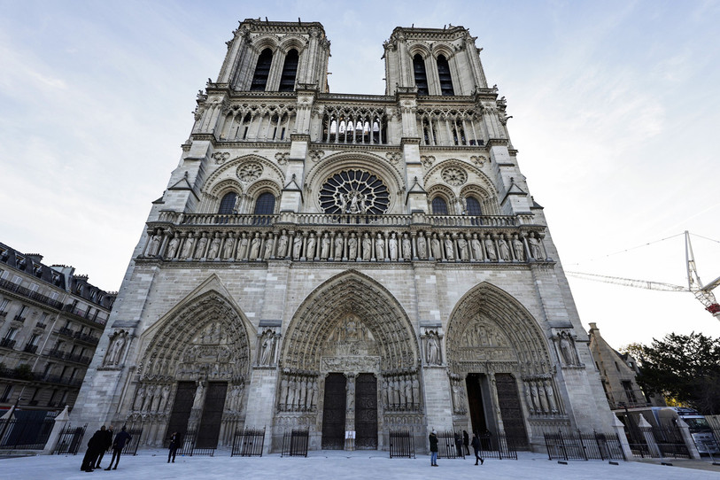 Façade extérieure de Notre-Dame de Paris. (Photo : KEYSTONE/ Stephane de Sakutin).