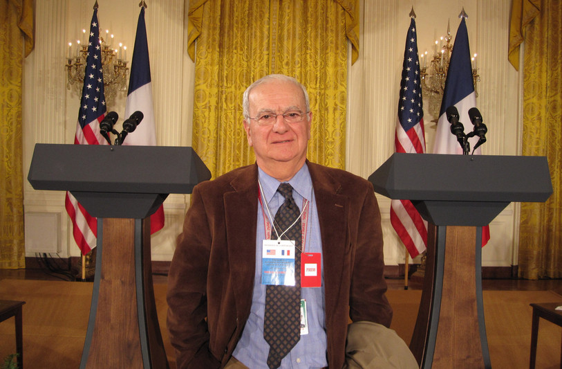 Claude Porsella s'est notamment rendu à plusieurs reprises à la Maison Blanche lors de sa carrière, comme ici lors d'une visite de l'ancien président français Nicolas Sarkozy à Washington. (Photo : Claude Porsella).