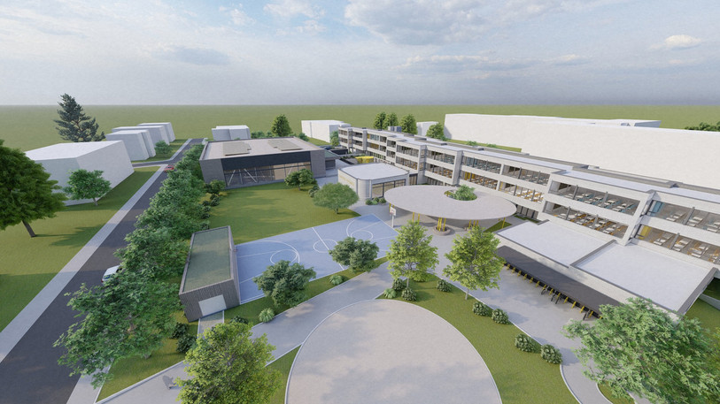 Le projet de rénovation et d'agrandissement du collège Stockmar fait face à plusieurs oppositions. (Photomontage : Sironi & Associés SA.)