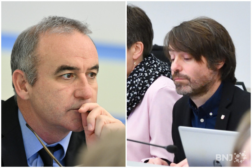 De gauche à droite : Thomas Schaffter (PCSI) et Alain Beuret (PVL) soumettent des propositions pour la restructuration du canton du Jura. (Photos archives : Georges Henz).