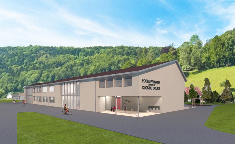 Le projet de rénovation de l'école de St-Ursanne. (Photomontage : Arches 2000 architecture SA, Delémont).