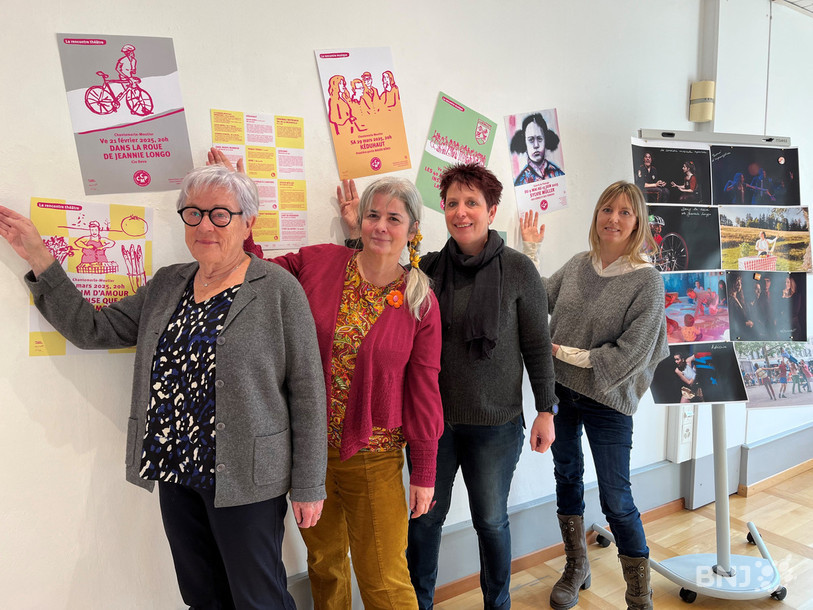 De gauche à droite : Marie-Christine Coullery (présidente du comité de l’association CCPM) Brigitte Colin (programmatrice et animatrice du CCPM) Nathalie Poma (assistante en animation) Séverine Kropf (secrétaire-comptable).