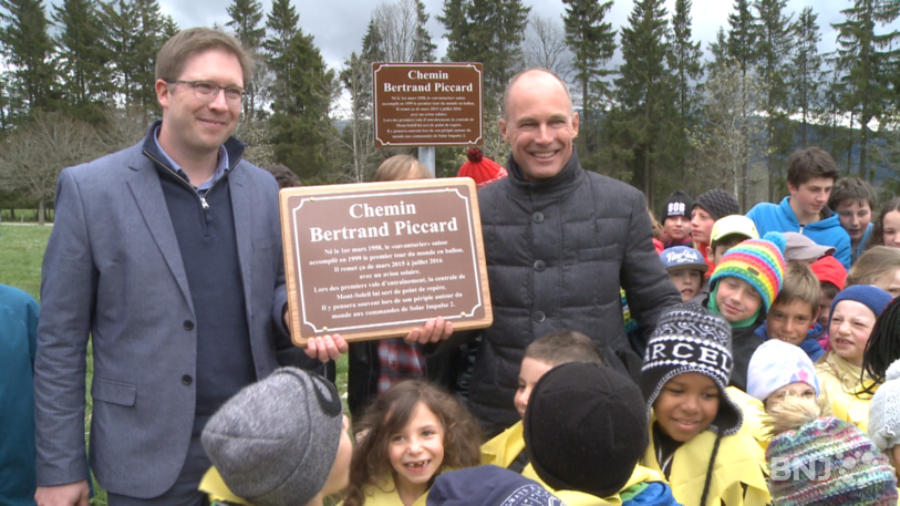 Bertrand Piccard à l'inauguration du chemin à son nom au Mont-Soleil