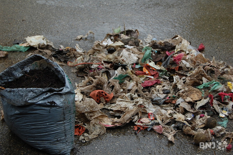 Quelques exemples de matières indésirables retrouvées au milieu des déchets verts.