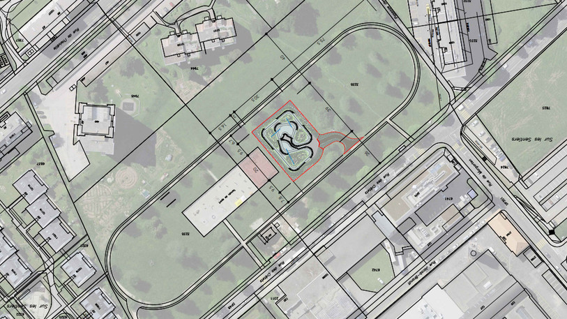 Les plans du nouveau pumptrack qui devrait voir le jour dans le parc du Paddock à La Chaux-de-Fonds. (Plan : Kilian Tissot, Maxime Marchand)
