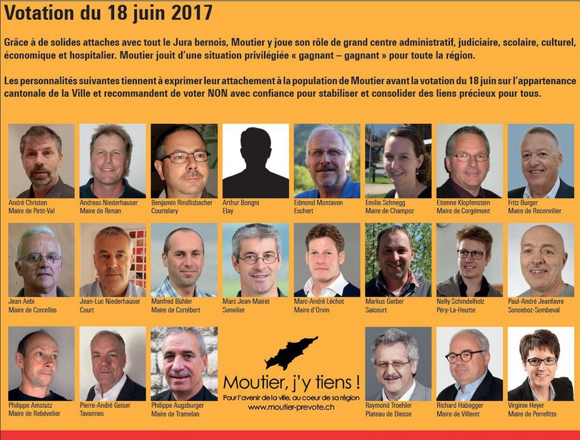 Les vingt-deux maires qui se sont engagés sont rassemblés sur une affiche. Ceux qui ont demandé l'aval de leur conseil municipal sont accompagnés de la mention «  maire de », les autres s'expriment à titre personnel. 