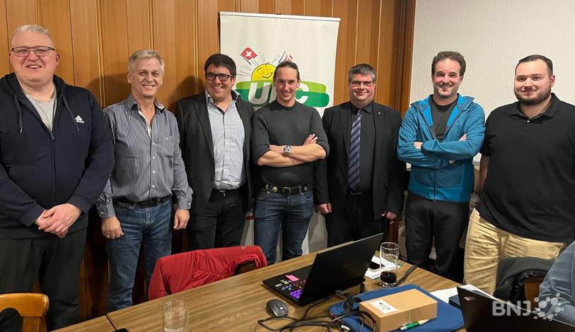 Le nouveau comité directeur de l'UDC Jura. (De gauche à droite : Michel Lando, Georges Beureux, John Moser, Stéphane Girardin, Alain Koller, Damien Lachat et Loïc Guerne - manque Yves Gigon sur la photo).