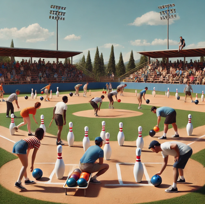 Aligner les lancés de boules de bowling et la course du baseball, ça peut donner quelque chose de fun.