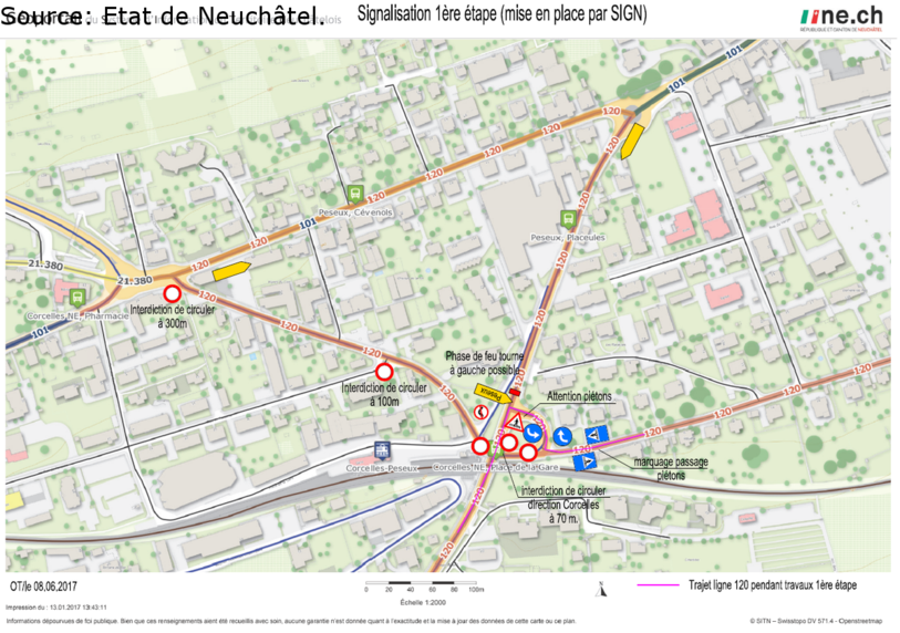 Carte des travaux.