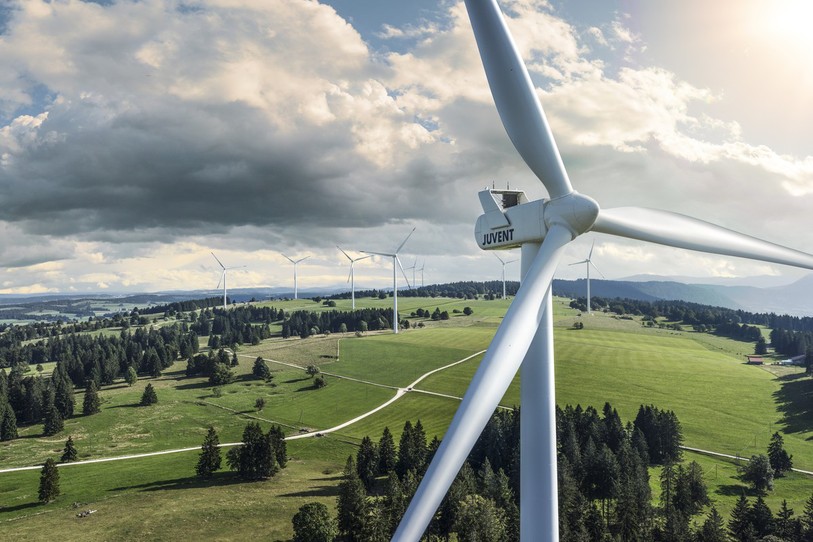 La centrale éolienne de Juvent au Mont-Crosin (photo: BKW)