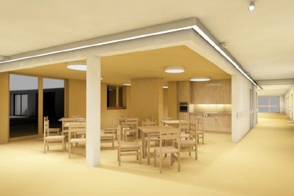 Après les travaux, de vastes locaux communs seront à disposition. Image: Home des Charmettes.