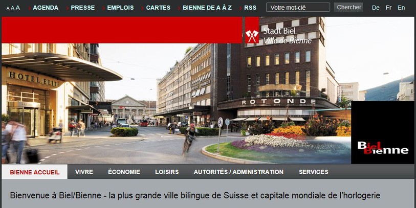 Le site internet de la Ville de Bienne ne convient plus.