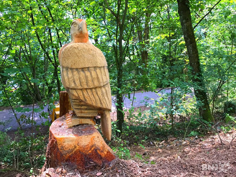 Les quinze sculptures sur bois sont l'oeuvre de Marc Rinaldi.
