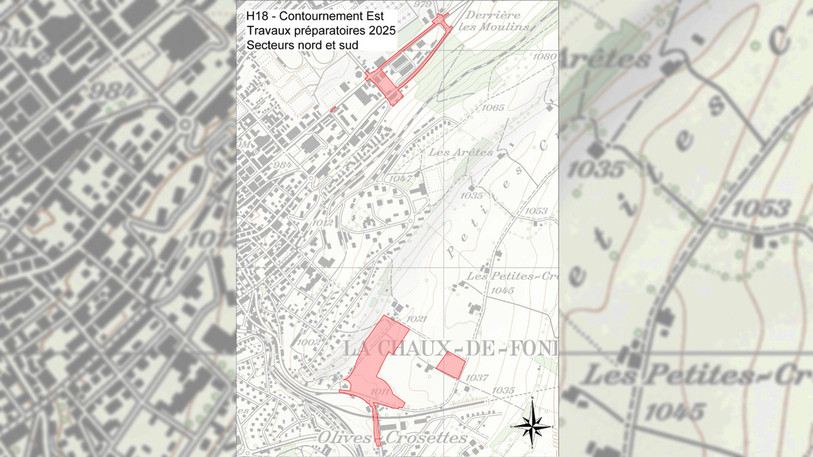 Plan de situation des secteurs concernés par les travaux préparatoires (photo : SPCH).