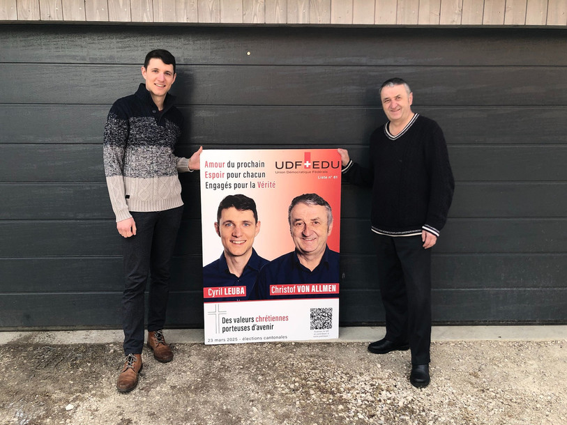 L'Union démocratique fédérale se lance dans la course du Grand conseil avec deux candidats. (Photo : UDF Neuchâtel)