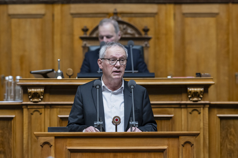 Pierre-Alain Fridez à la tribune du Conseil national. (Photo : KEYSTONE / Alessandro della Valle)