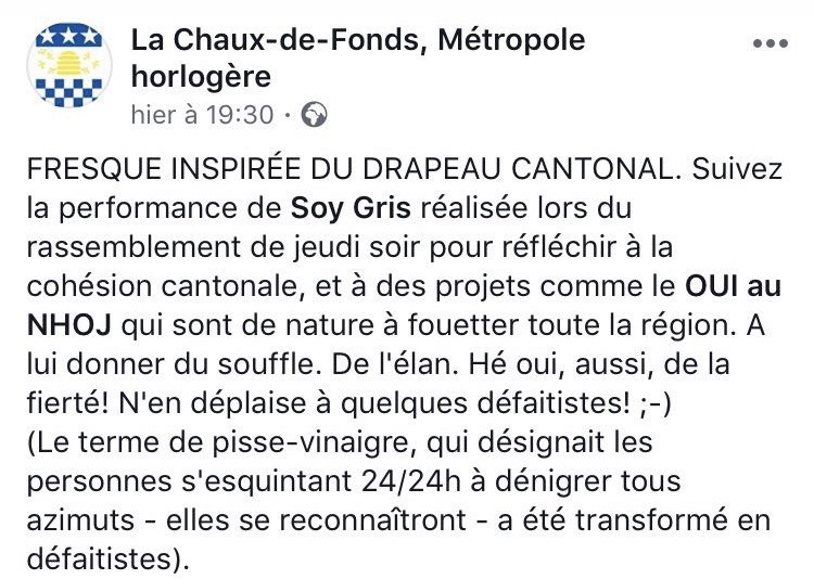 La publication officielle de la ville qui a fait réagir dimanche soir