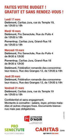Horaire des permanence pour établir son budget
