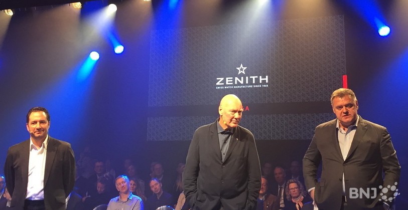 (De gauche à droite) : Aurel Bachs, directeur chez Philipps Auction house, Jean-Claude Biver, président de la division horlogère de LVMH et Guy Sémon, chef de l'Institut des siences de la division montres de LVMH.  