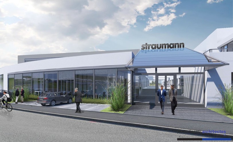 Une représentation du futur bâtiment de Straumann SA, réalisée par le bureau d'architectes Pierre Liechti SA