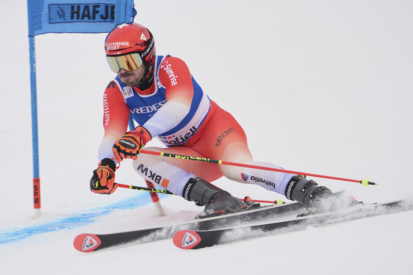 Loïc Meillard a remporté le géant en Norvège. (Photo: KEYSTONE/AP/Giovanni Zenoni)