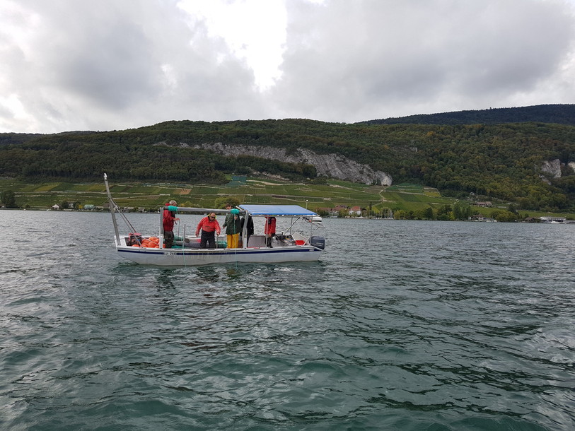 Une équipe de 14 personnes a participé à la pêche dans le lac de Bienne. (photo: Pascal Vonltanthen)