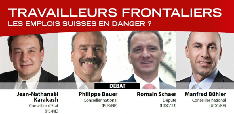 L'ASIN invite quatre élus, un de gauche et trois de droite, pour débattre des travailleurs frontaliers et des emplois suisses. 