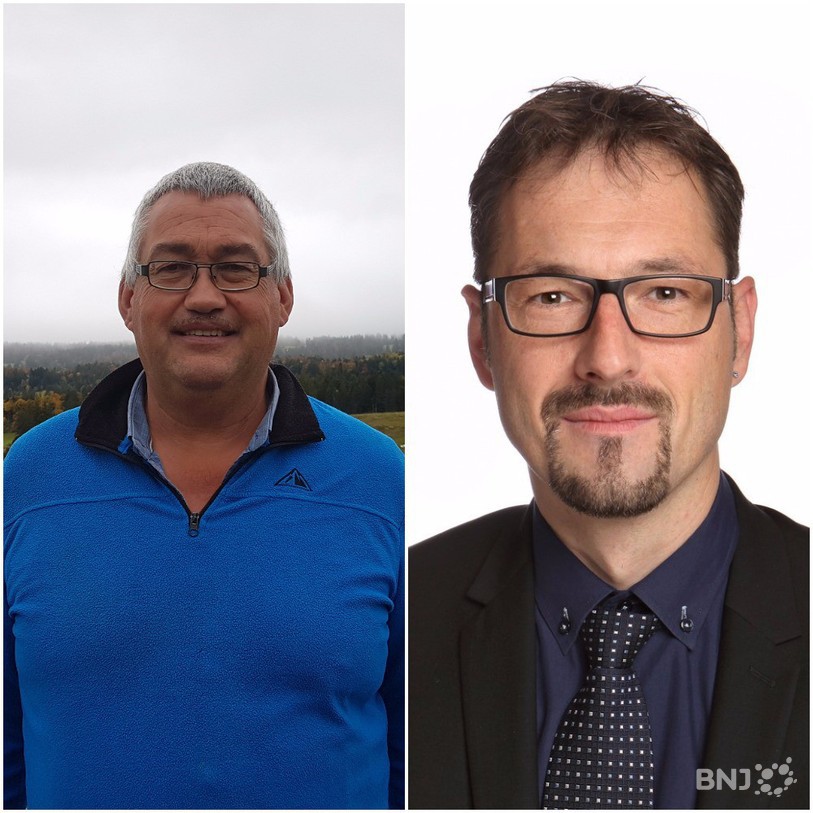 Renaud Baume (à gauche), maire PLR sortant, et Jacques-André Aubry.