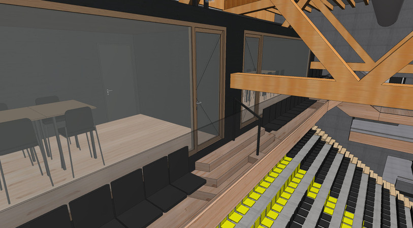 Les loges seront construites principalement en bois. (Image : HC Ajoie)