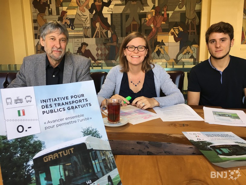 Plusieurs partis et association de gauche s'engage pour cette initiative. Ici de gauche à droite: Laurent Debrot, Clarence Chollet et Romain Dubois.