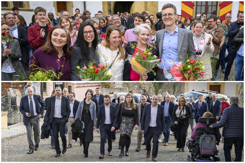 La Gauche unie et l'alliance neuchâteloise renoncent à provoquer un second tour au Conseil d'État. (Photos : Bertrand Pfaff).