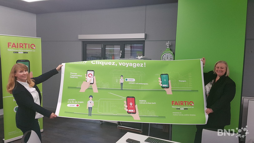 Aline Odot, responsable de la communication de TransN (à gauche) et Patricia Borloz, directrice du pôle clients de TransN, ont notamment présenté cette nouvelle solution dans les locaux de la compagnie à La Chaux-de-Fonds.