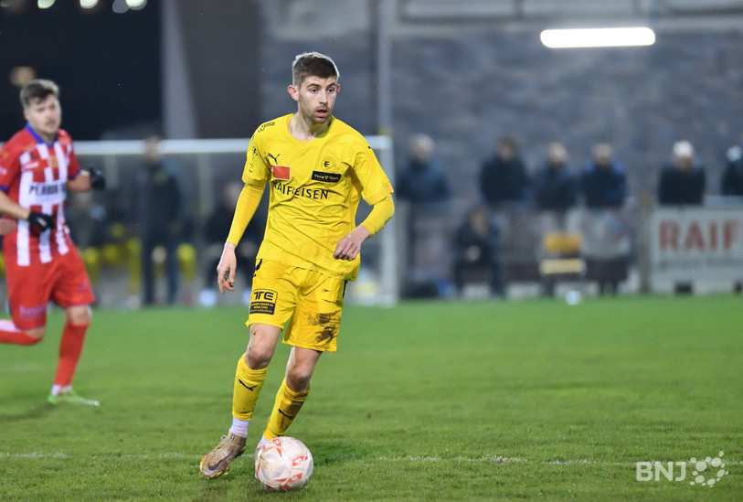 Quentin Bourquard a marqué un but aussi beau que précieux pour le FC Bassecourt dans la course au maintien. (Photo : Georges Henz)