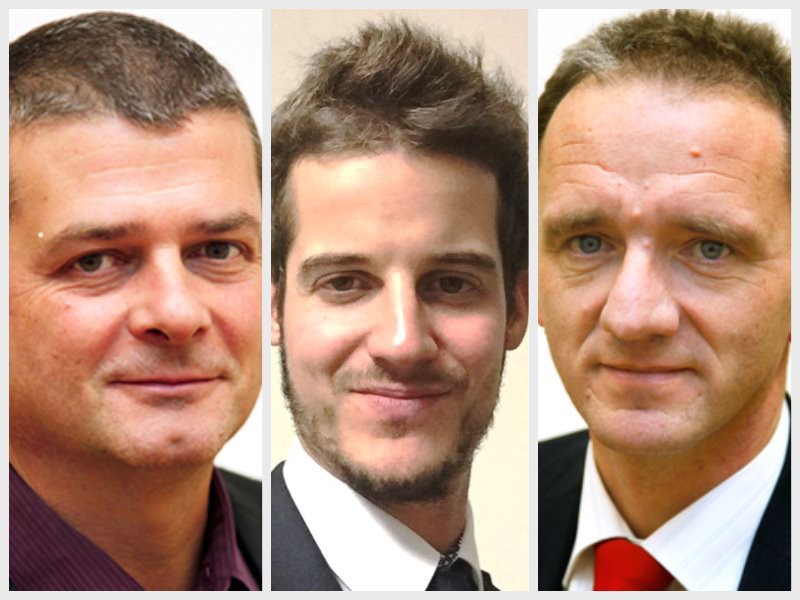 Jämes Frein (PSJ), Gauthier Corbat (PDC) et Romain Schaer (UDC, de gauche à droite) sont les invités de Pure Politique le 21 février sur RFJ