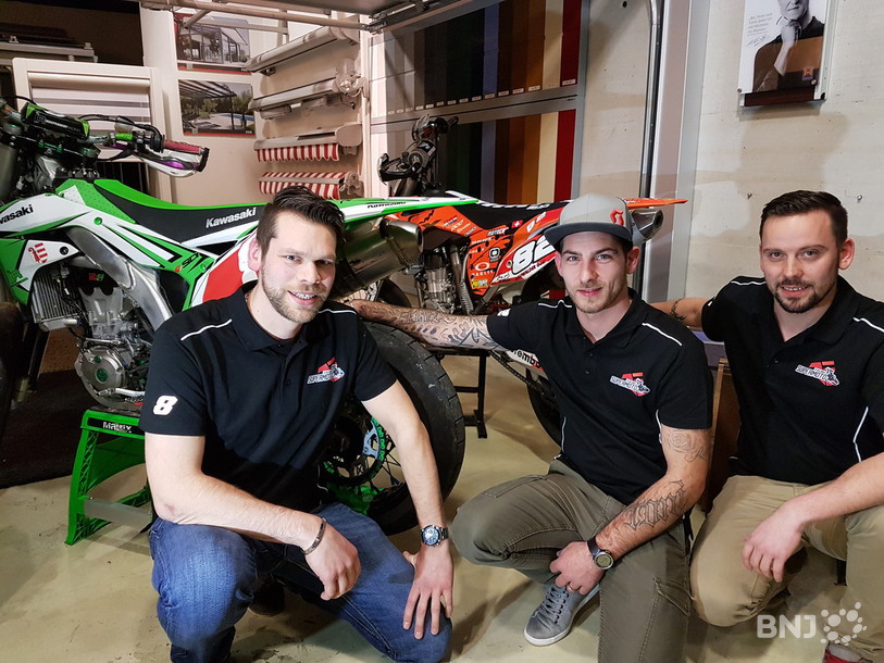 Jolo Loriol, Gaël Micaletto, Balz Renggli de la Team Jura Supermoto.