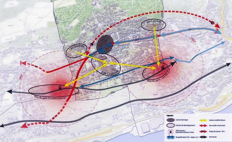 Dans son plan d'aménagement, Peseux veut revoir sa mobilité. Graphique: commune de Peseux.