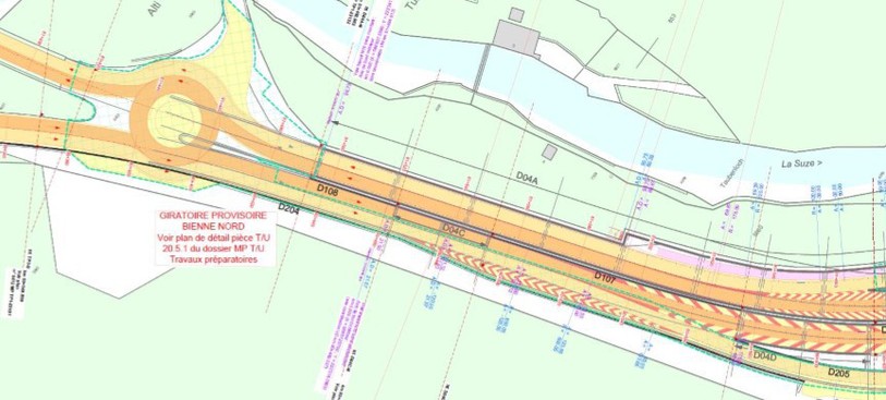 Un giratoire sera installé à la jonction Bienne-Nord afin de permettre de dévier le trafic sur une seule chaussée (Photo : Office fédéral des routes)