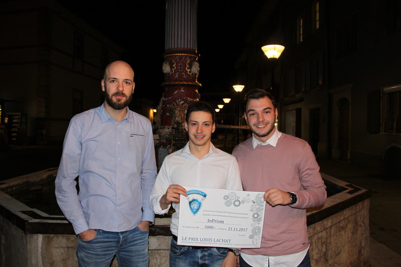 De gauche à droite : Edouard Lehmann (président PLL 2017), Mathis Donzé (InPrism), Lucas Fridez (InPrism). 