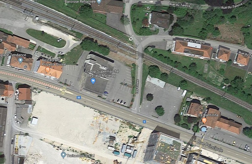 Les travaux à la rue des Côtes à Bévilard démarrent le 9 avril (photo: Google Maps)