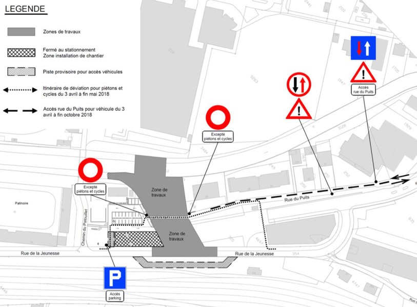 Carte du Service de l'urbanisme, de l'environnement et des travaux publics de la ville de Delémont.