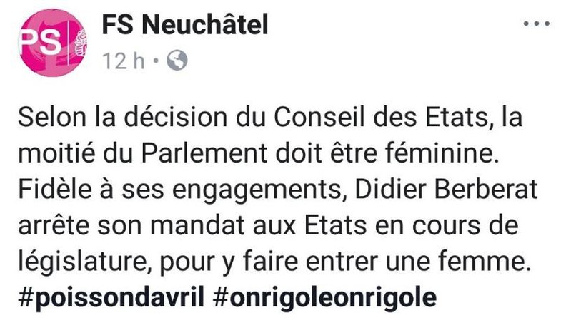 La publication des femmes socialistes sur Facebook a été effacée depuis lors.