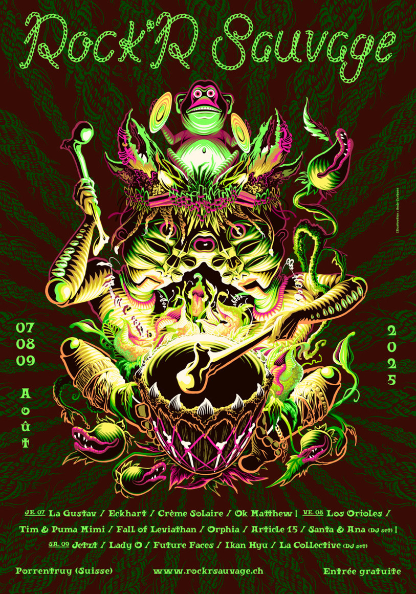 L’affiche de cette 4e édition du Rock’R Sauvage a été illustrée par Aude Carbone.