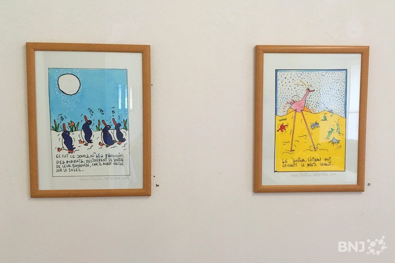 Deux oeuvres de Gérald Poussin exposées au Café du Soleil, à Saignelégier